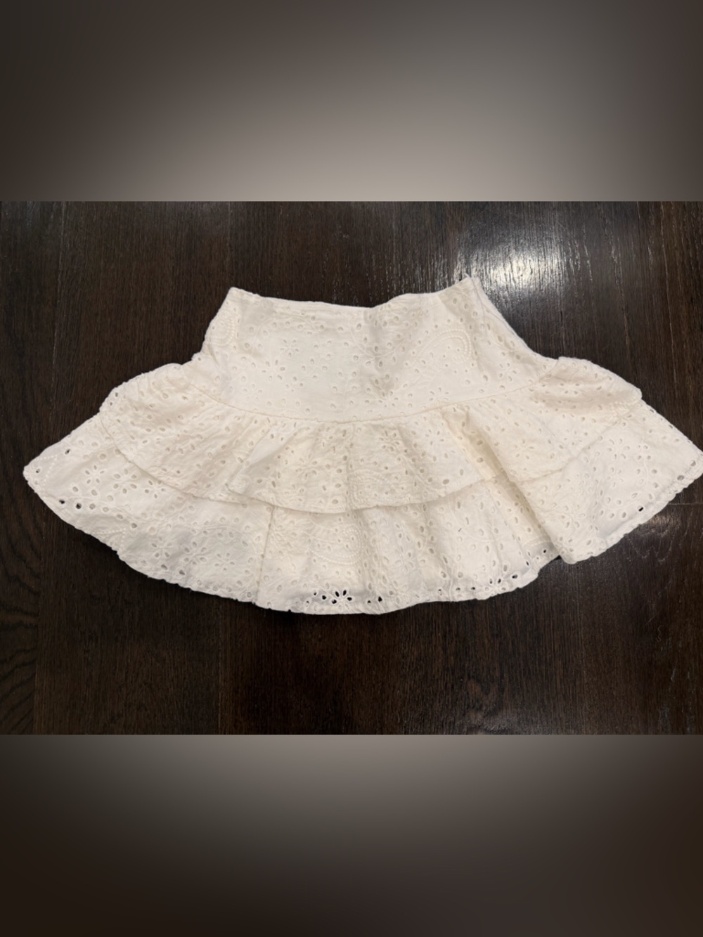 Girls Katie J NYC Couture White Eyelet Ruffled Cotton Skirt